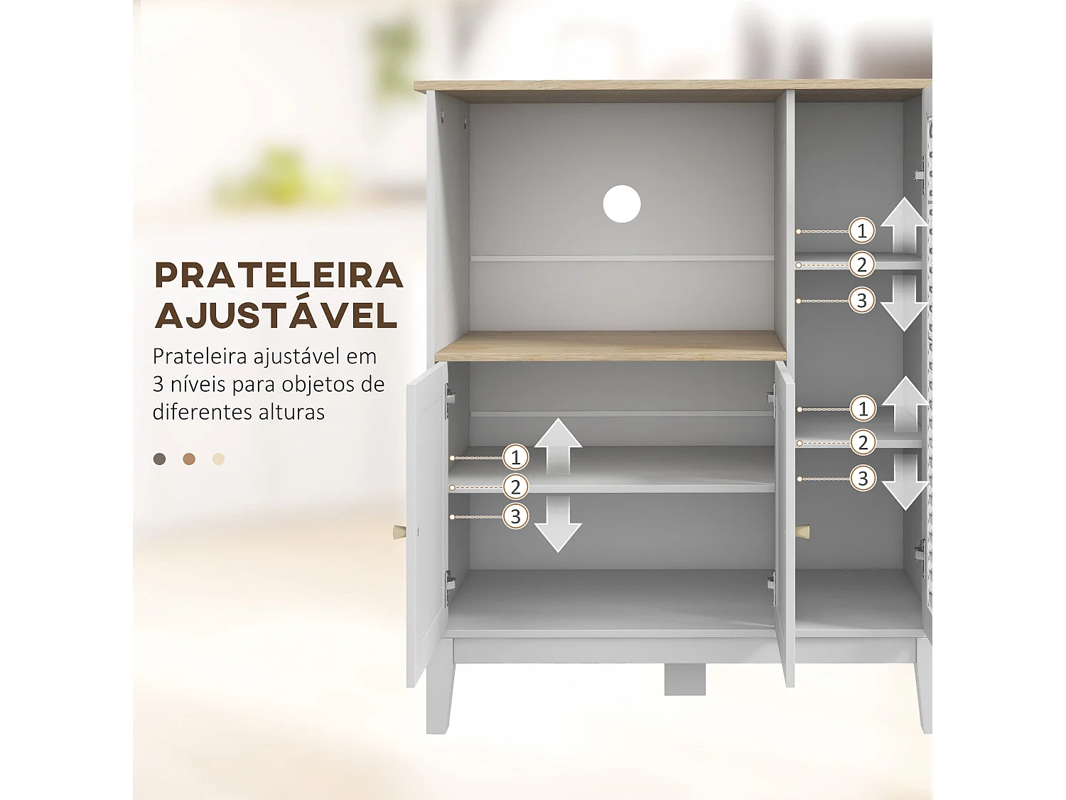 Armário de Cozinha Alba: Design Moderno com Compartimento para Micro-ondas e Prateleiras Ajustáveis
