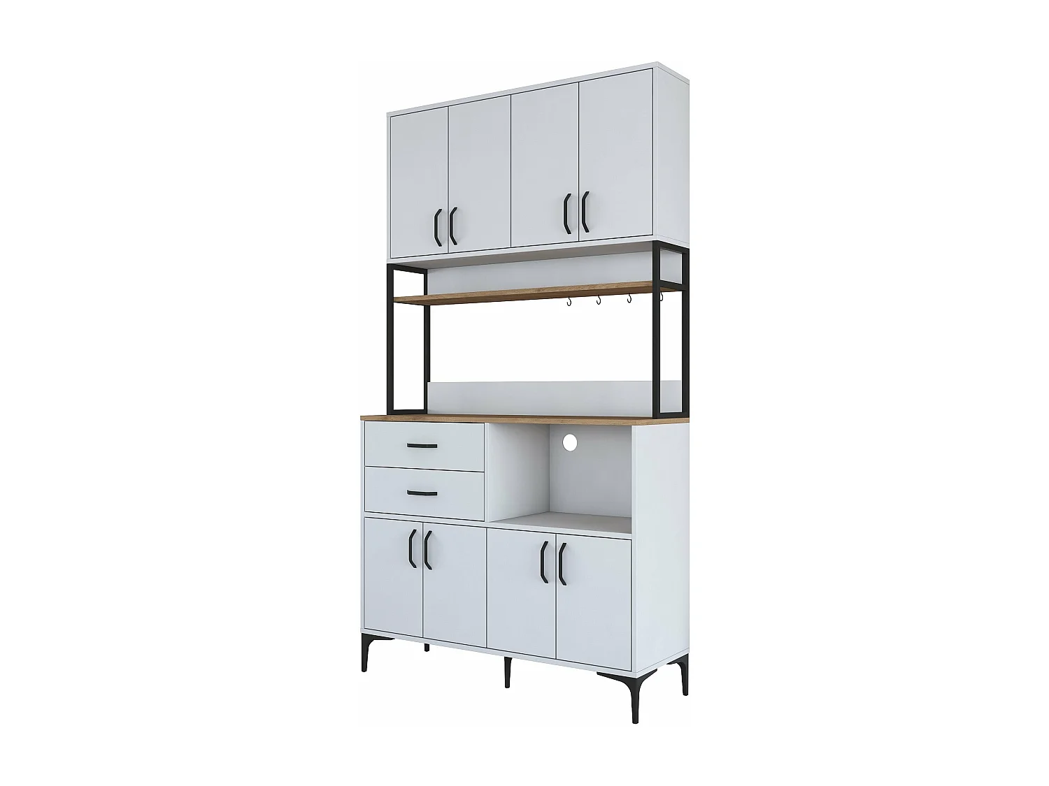 Armário Alto de Cozinha Moderno 'Stella' em Nogueira e Branco - Estilo e Funcionalidade