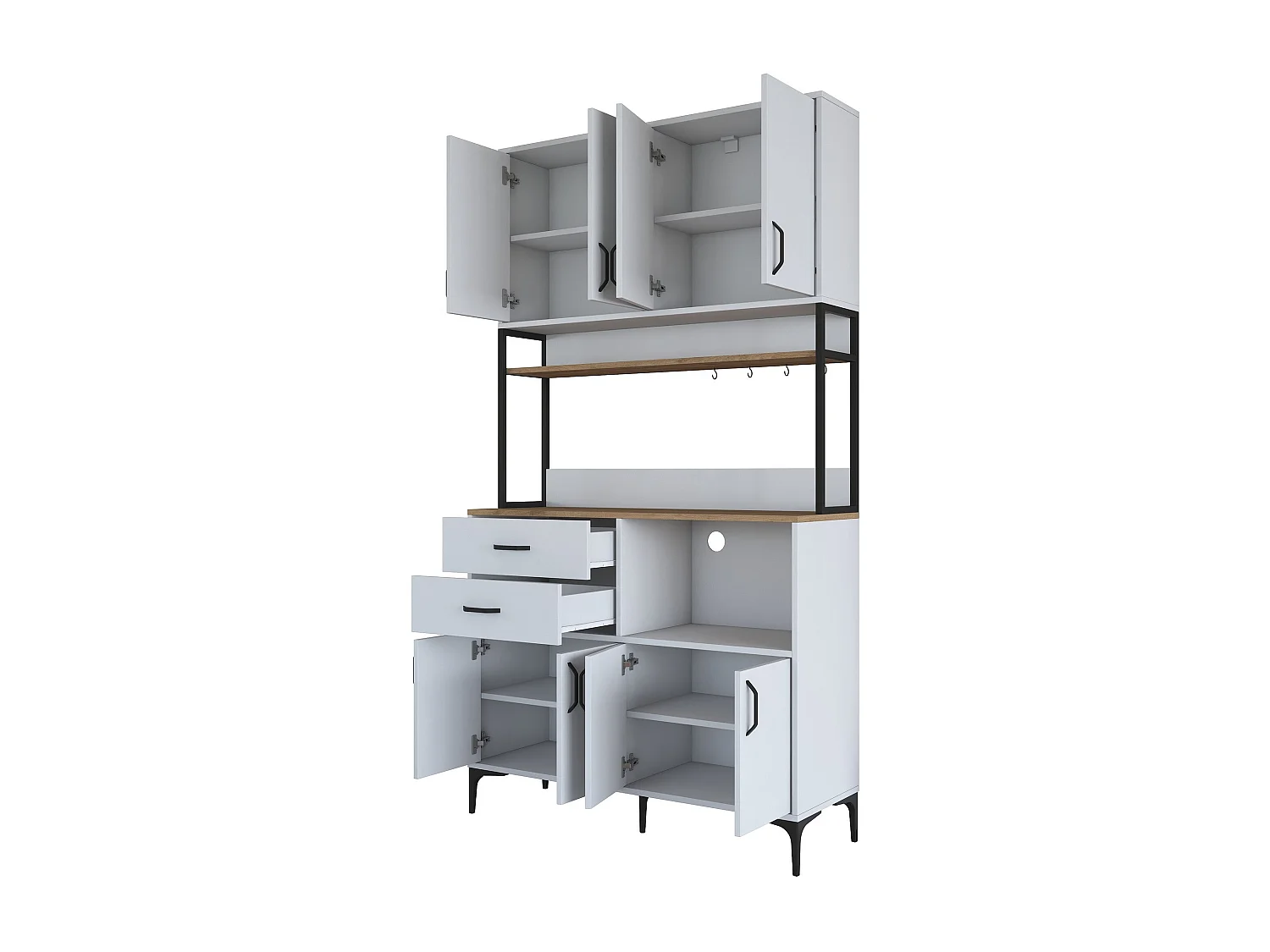 Armário Alto de Cozinha Moderno 'Stella' em Nogueira e Branco - Estilo e Funcionalidade