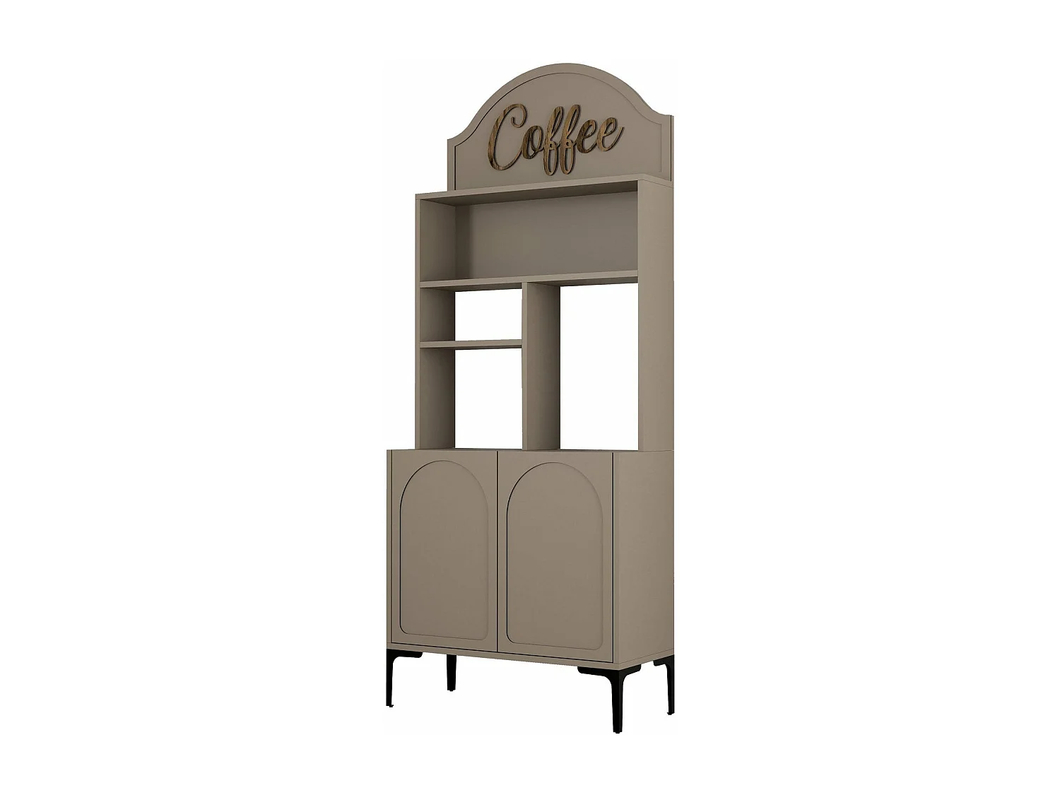 Armário Moderno para Café "Caffè" em Atlas e Preto - 81,3x201x35cm - Estilo Sofisticado e Funcional