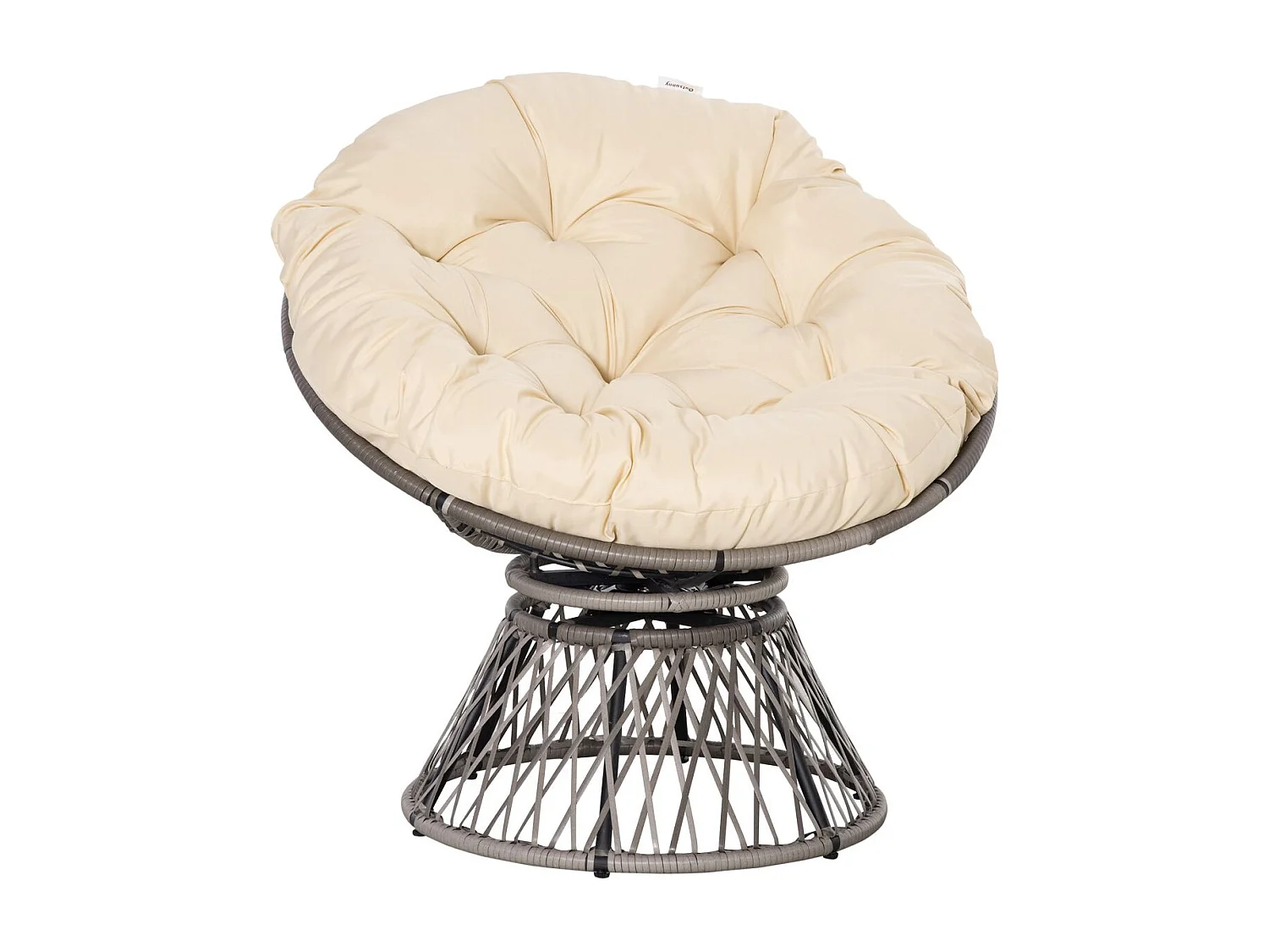 Sillón papasan Outsunny giratorio con cojín gris/crema 90x87x97 cm
