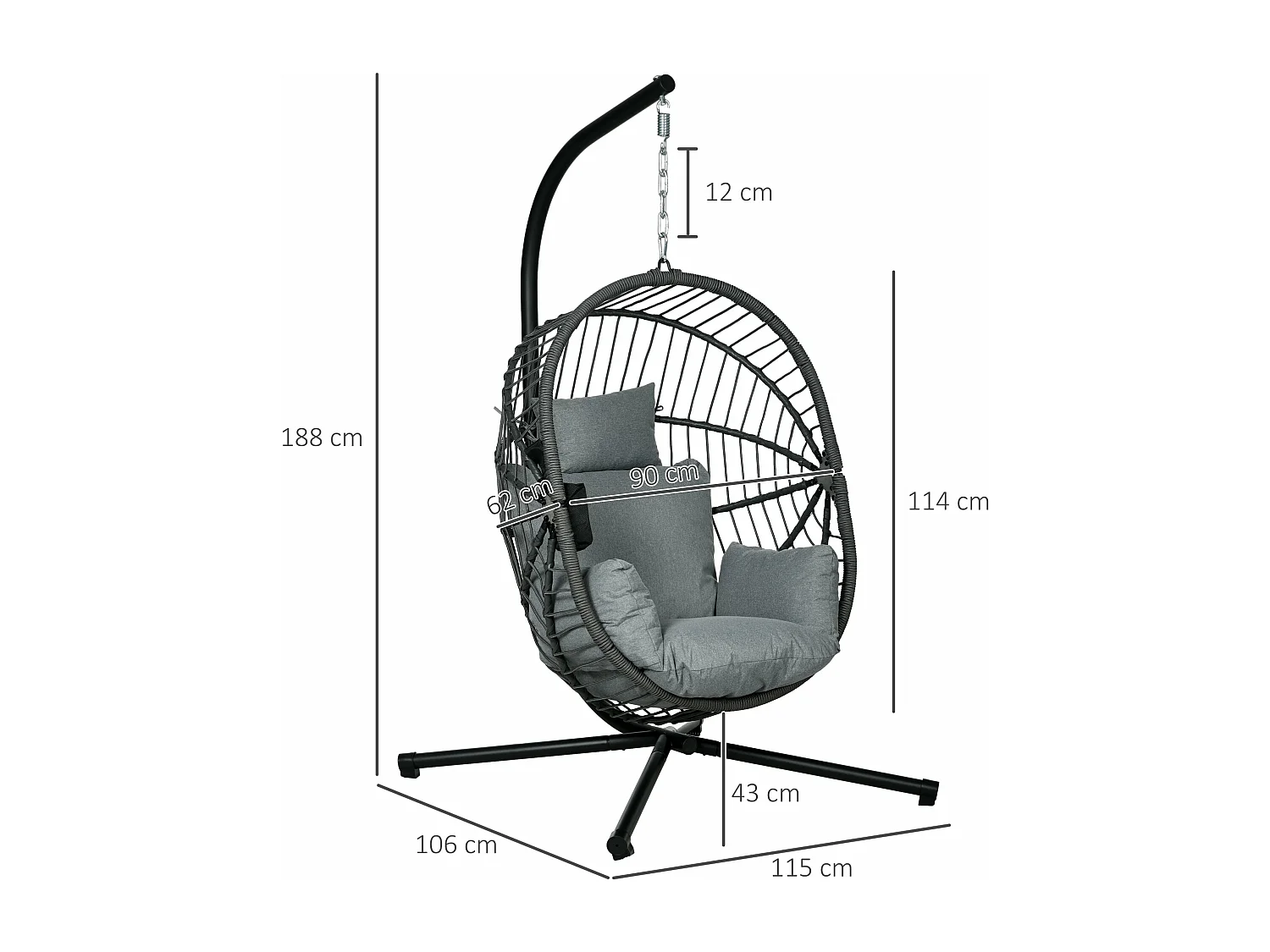 Poltrona Suspensa de Jardim Cascais com Almofada – Estilo Moderno e Conforto Superior