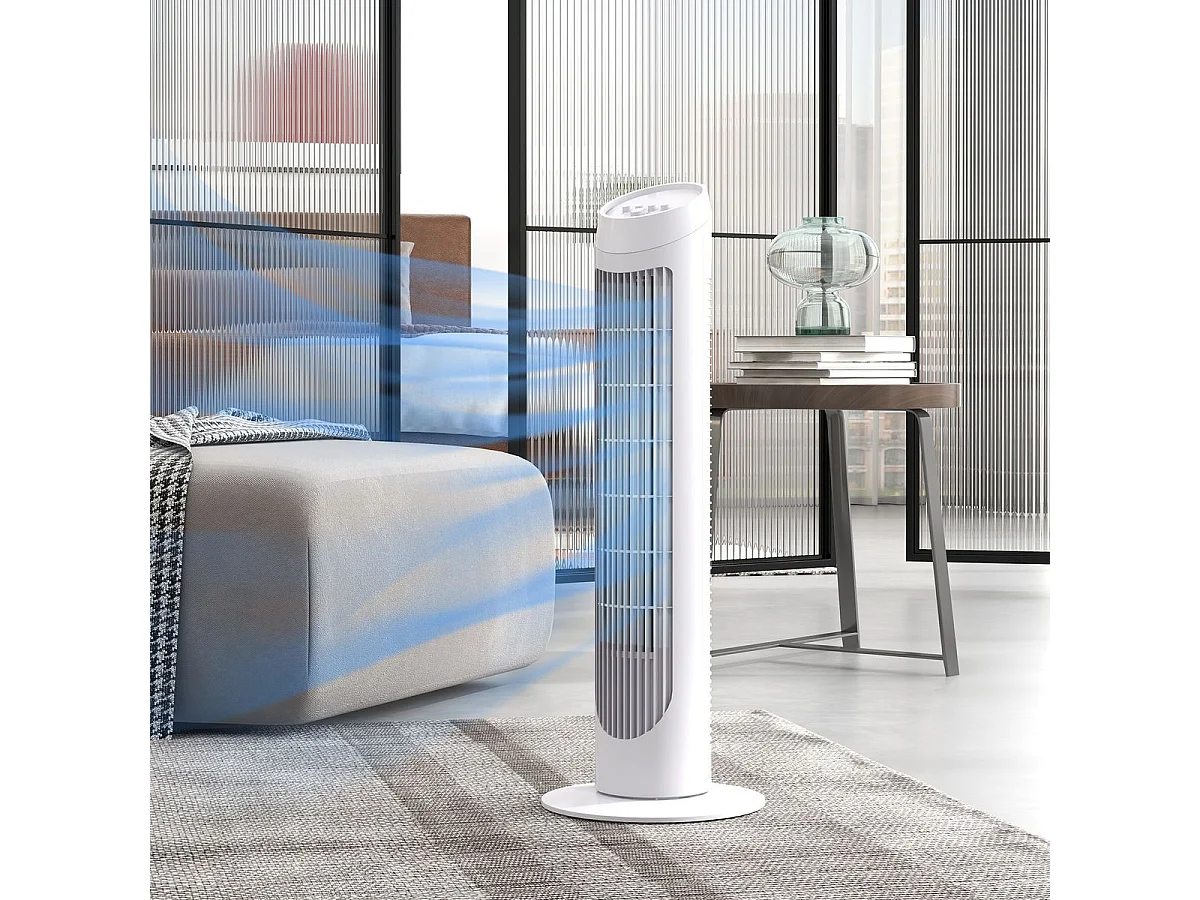 Ventoinha de Coluna Silenciosa de 45W com 3 Velocidades e Oscilação de 70° - Ideal para Sala, Quarto e Escritório