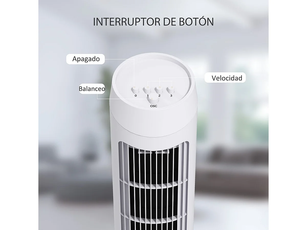 Ventoinha de Coluna Silenciosa de 45W com 3 Velocidades e Oscilação de 70° - Ideal para Sala, Quarto e Escritório
