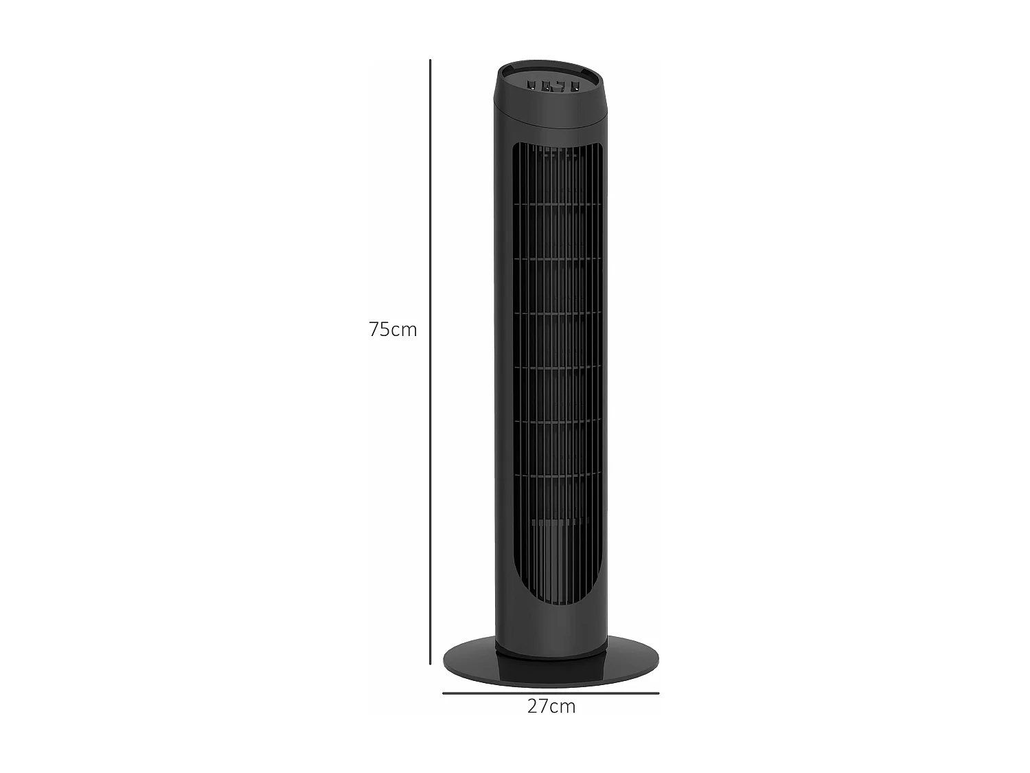 Ventilador de torre Homcom 45W 3 velocidades oscilante negro 75 cm