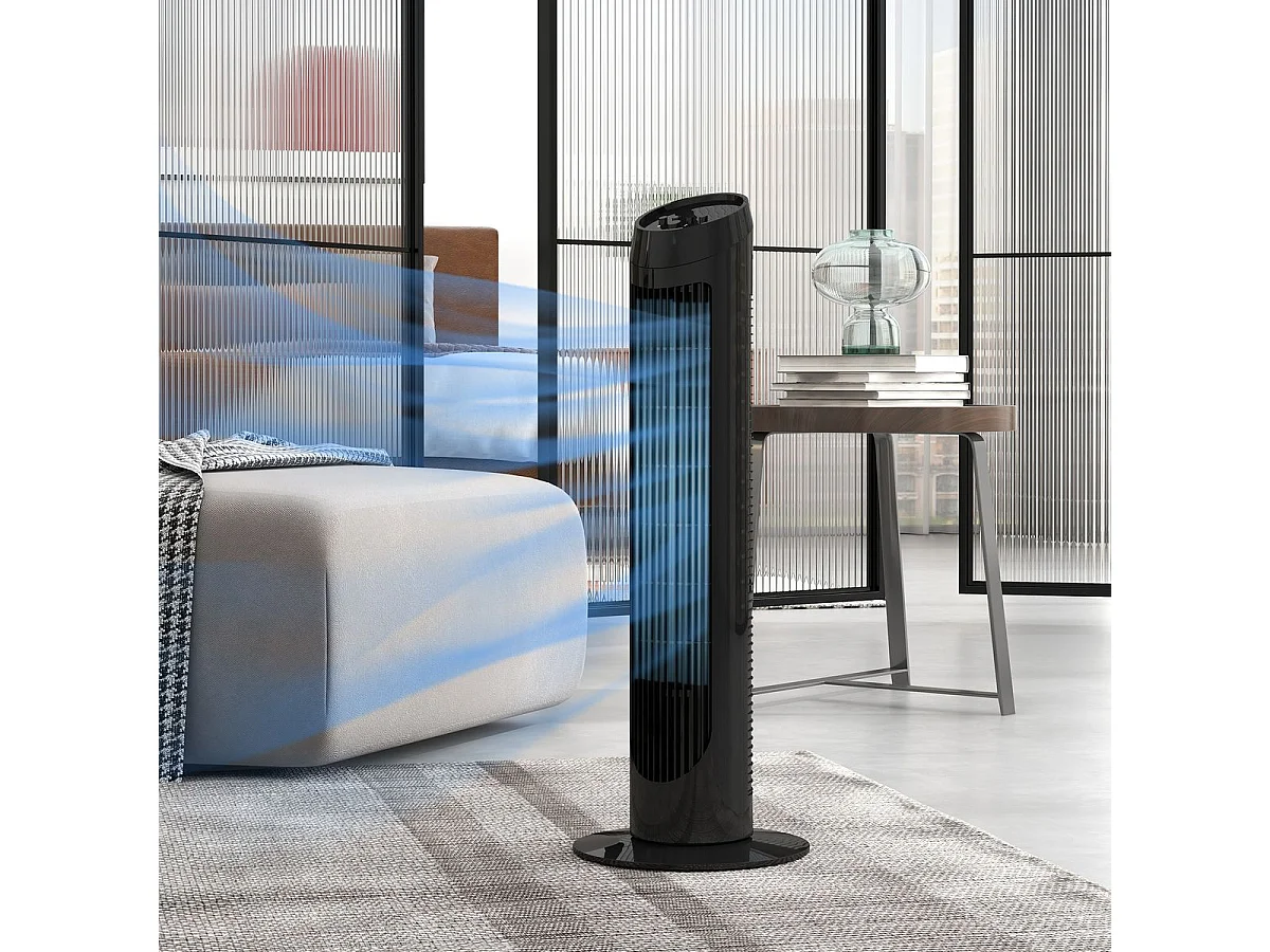 Ventoinha de Coluna Silenciosa 45W com Oscilação de 70° e 3 Velocidades para Ambientes Internos