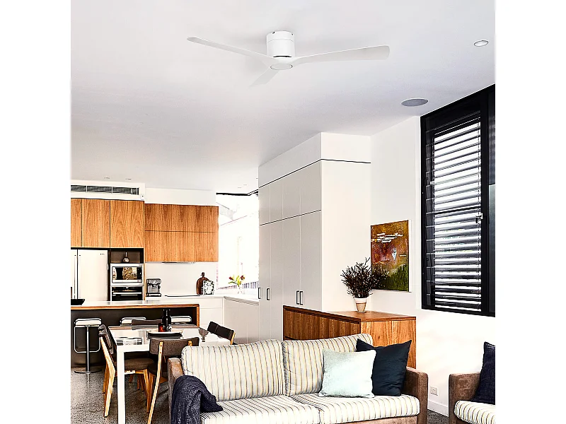 Ventoinha de Teto Silenciosa 29W com Controlo Remoto e Temporizador para Quarto e Sala - Modelo Ålesund Branco