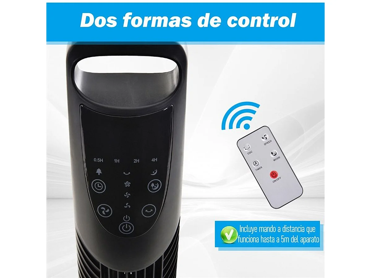 Ventilador torre negro ø18x78.5 cm HOMCOM