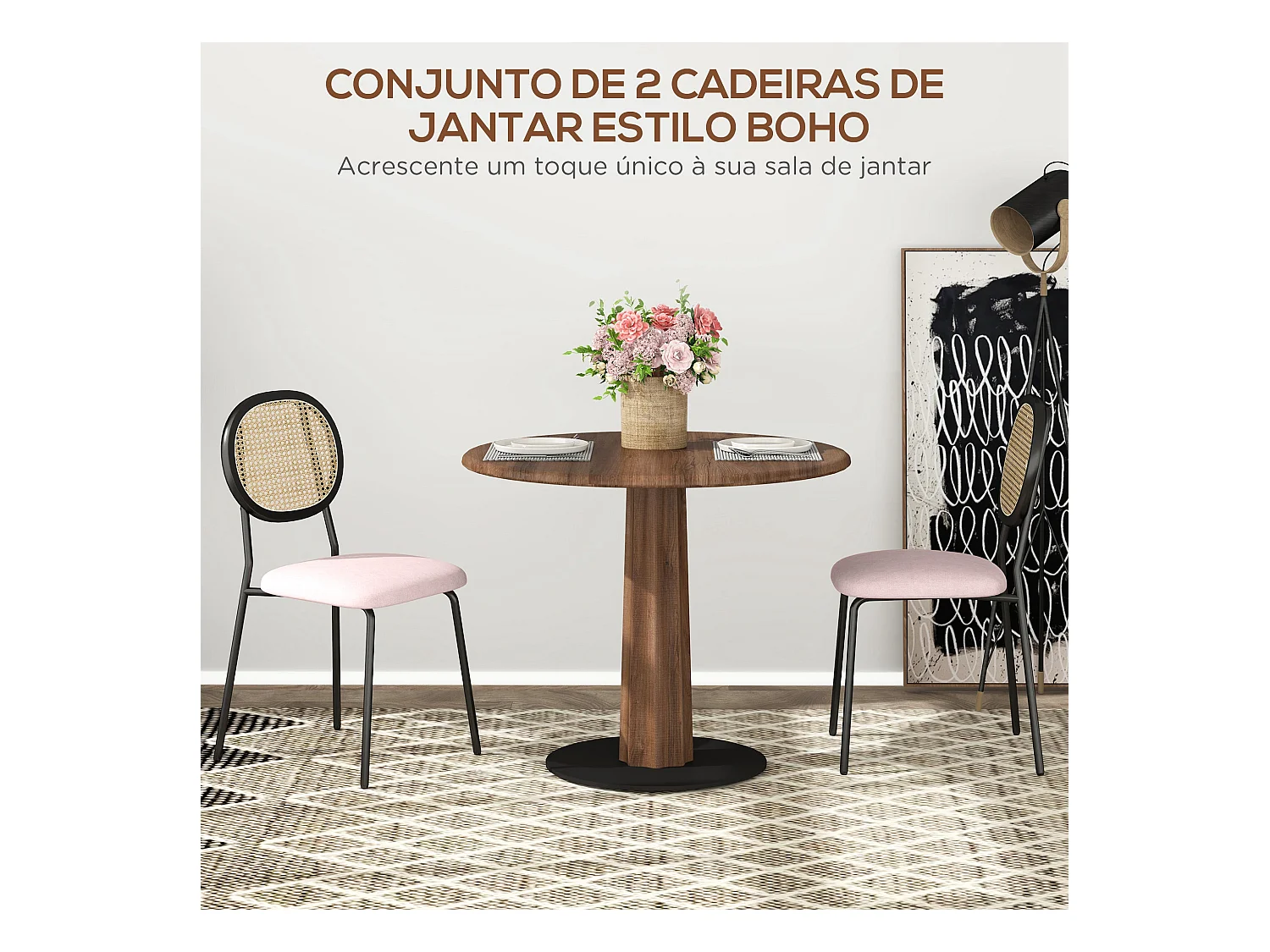 Pack de 2 sillas de comedor Manchester Homcom negro/rosa