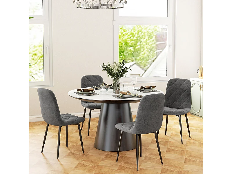 Pack de 4 sillas Egipto Homcom tapizadas terciopelo gris 87x45x54 cm