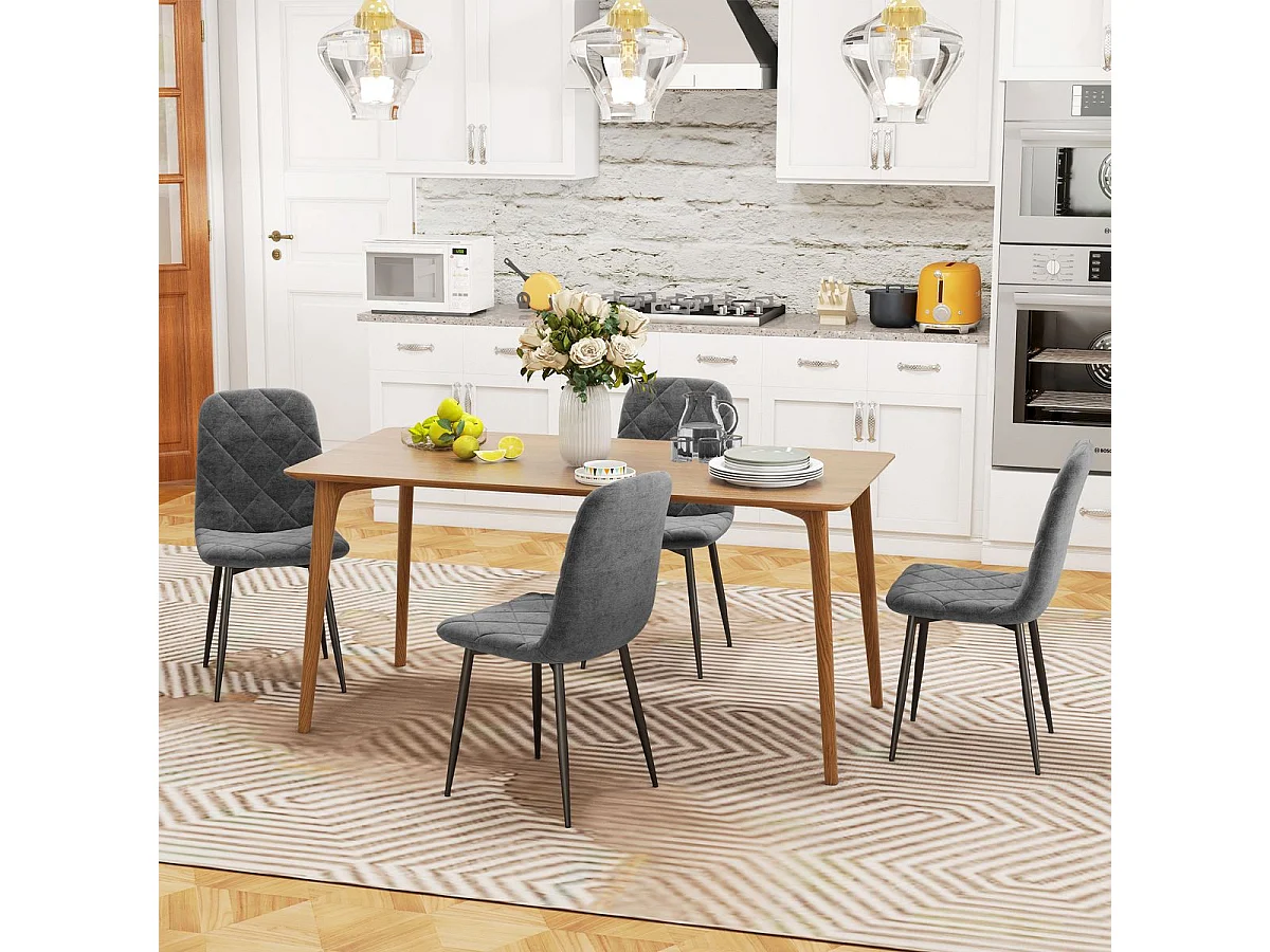 Conjunto Elegante de 4 Cadeiras de Jantar em Veludo com Estrutura de Aço para Sala de Estar