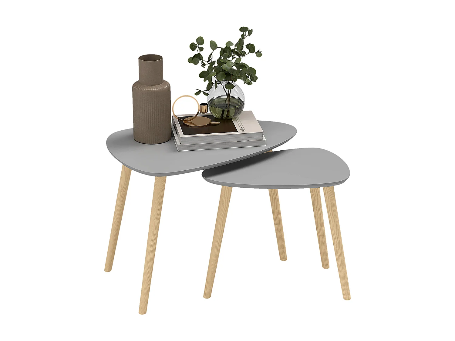 Conjunto de Mesas Auxiliares Modernas em Madeira para Sala, Escritório e Quarto - Modelo Tromsø