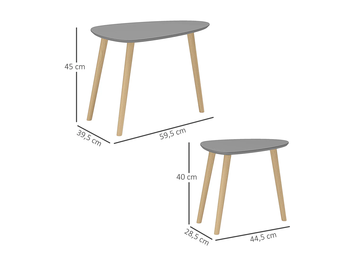 Set de 2 mesas auxiliares Bird Homcom gris/natural