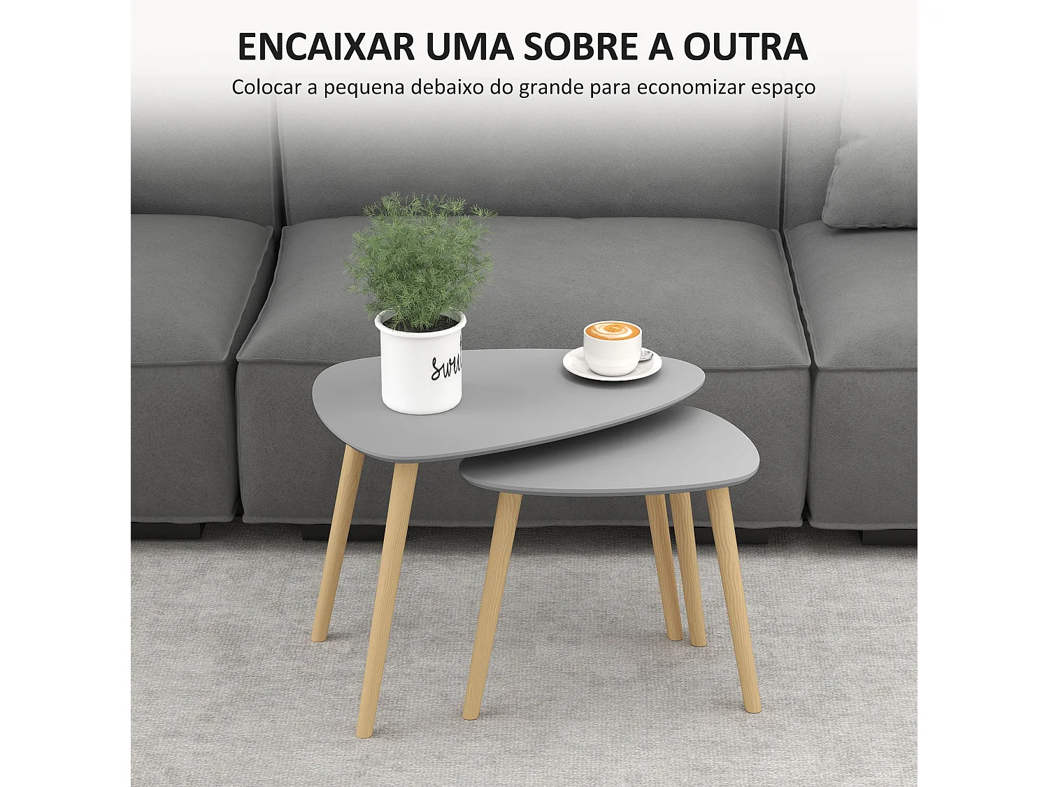 Set de 2 mesas auxiliares Bird Homcom gris/natural