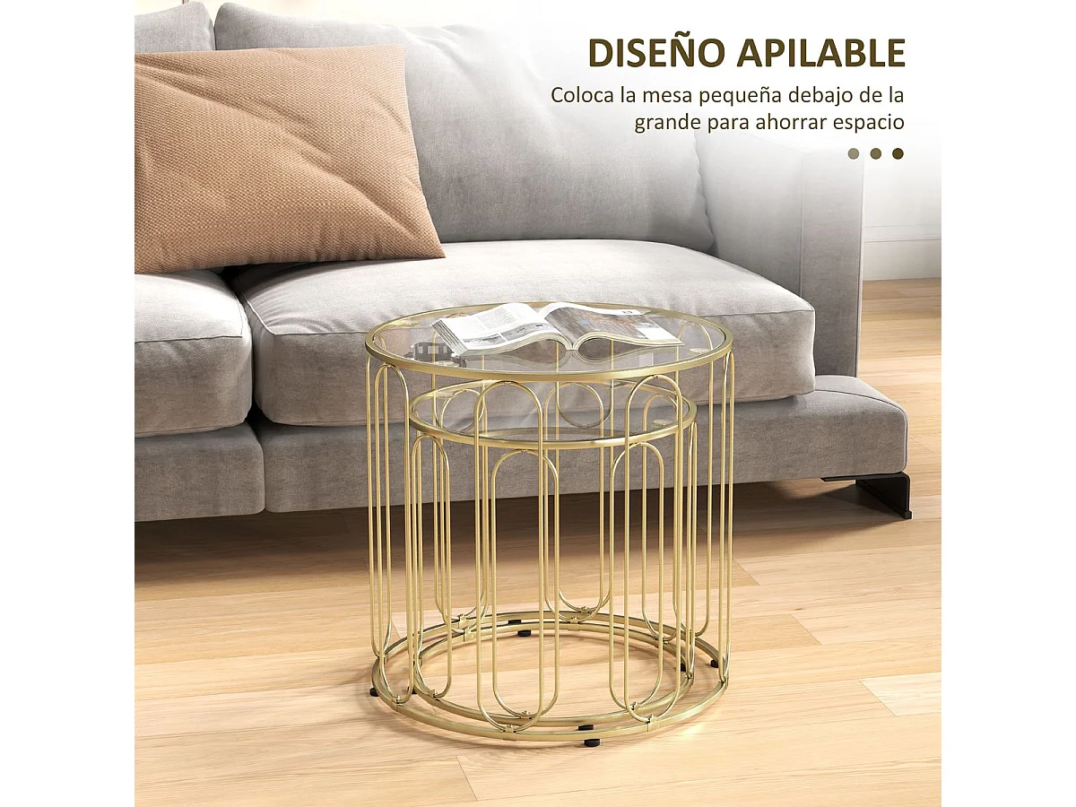 Set de 2 mesas auxiliares Viena Homcom dorado