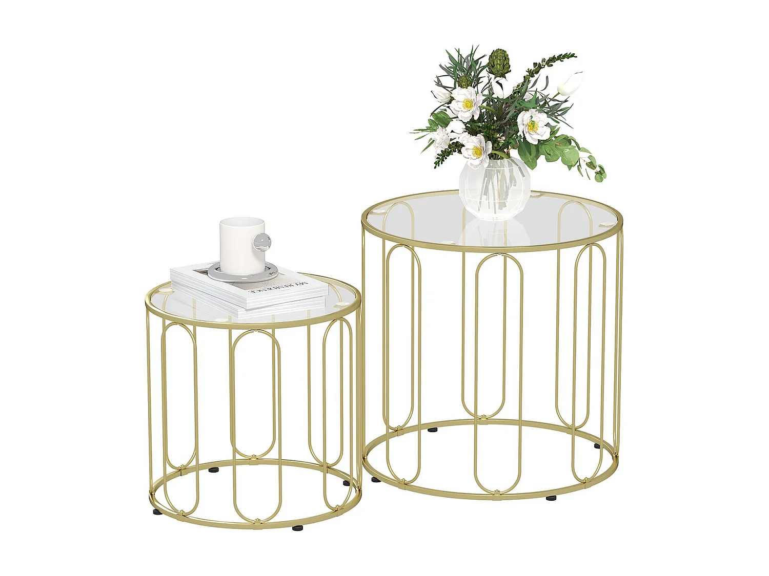 Set de 2 mesas auxiliares Viena Homcom dorado