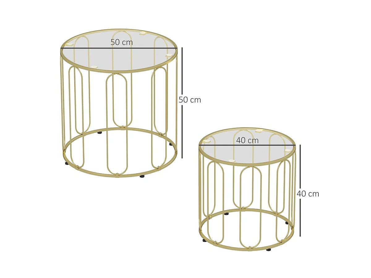 Set de 2 mesas auxiliares Viena Homcom dorado