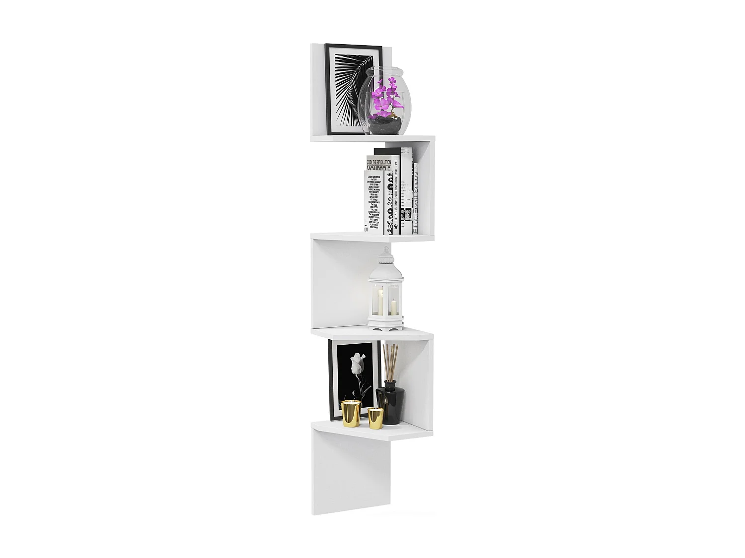 Étagère murale élégante – 28 x 28 x 155 cm – Blanc – Panneau de particules mélaminé