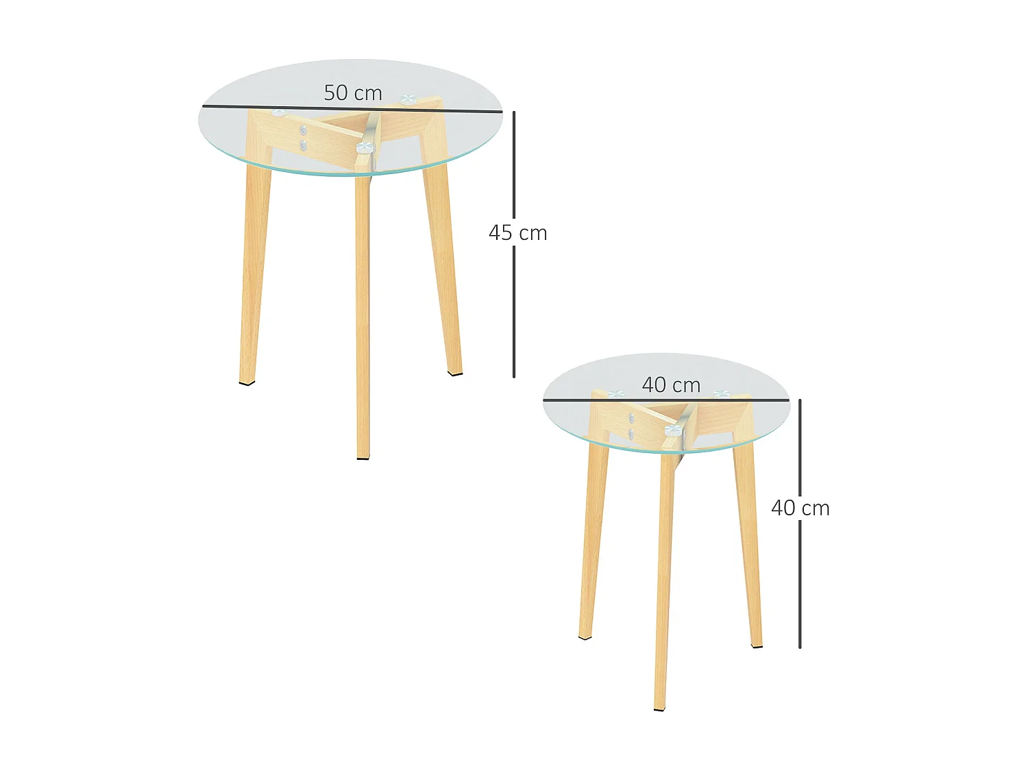 Set de 2 mesas auxiliares Primavera Homcom diseño fijo natural