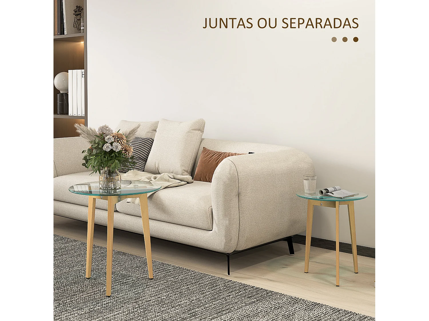 Set de 2 mesas auxiliares Primavera Homcom diseño fijo natural
