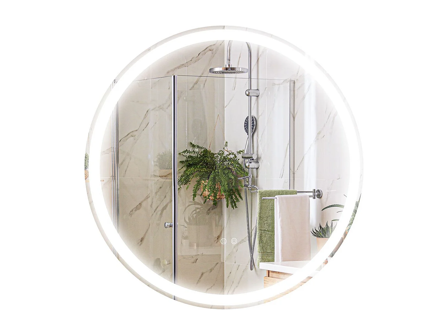 Espejo Córcega Kleankin con luz LED antivaho plata Ø60 cm