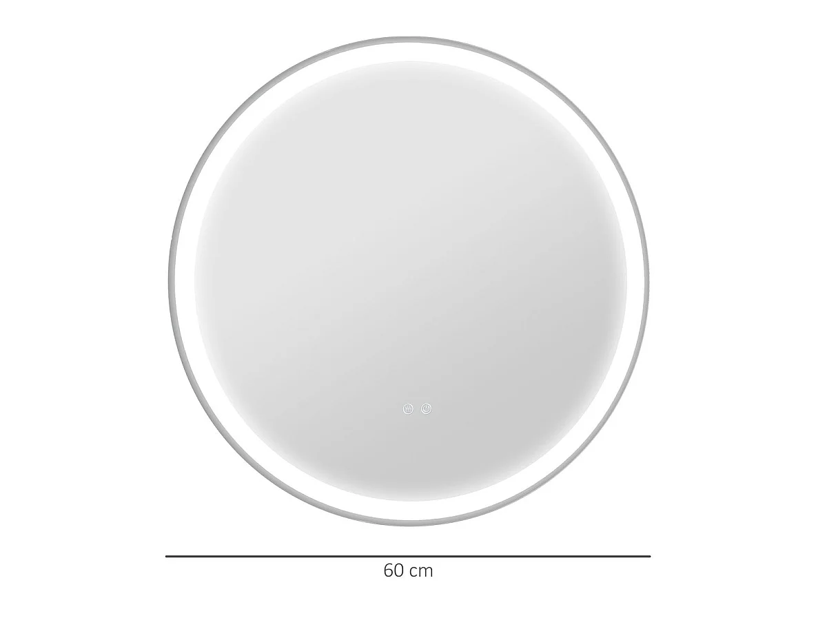 Espejo Córcega Kleankin con luz LED antivaho plata Ø60 cm