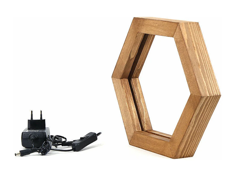 Candeeiro de Mesa Elegante em Madeira de Abeto - Iluminação LED Aconchegante