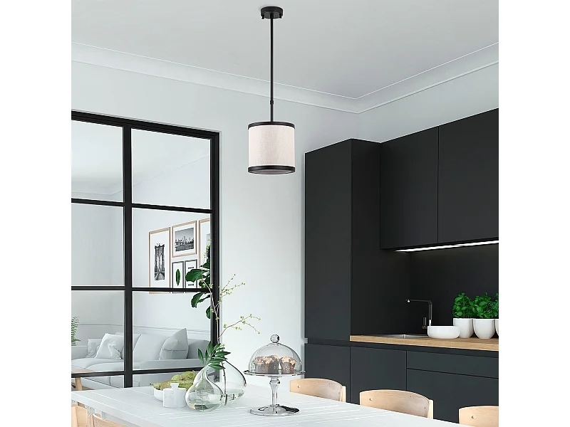 Candeeiro Elegante de Metal com Altura Ajustável em Preto e Branco