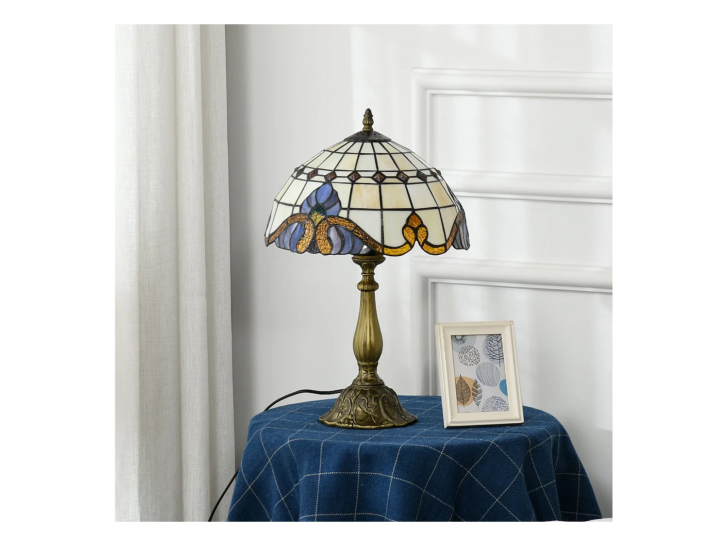 Candeeiro de Mesa Tiffany Multicor Feito à Mão para Decoração Elegante e Confortável