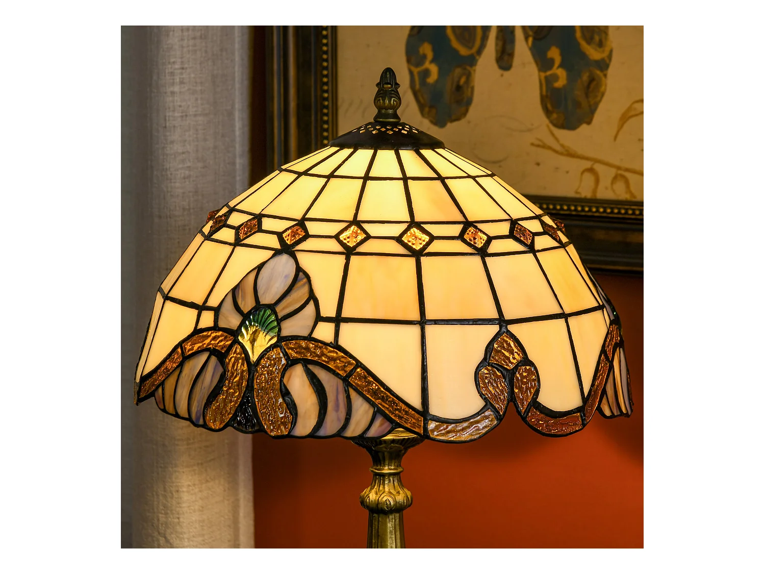 Candeeiro de Mesa Tiffany Multicor Feito à Mão para Decoração Elegante e Confortável