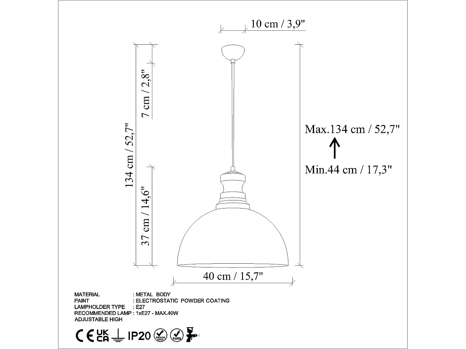 Candeeiro Retro KURE-30-228 para Sala de Estar - Elegância Vintage e Ajustável