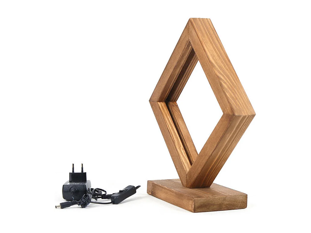 Candeeiro de Mesa de Madeira de Abeto - Elegância Rústica e Iluminação LED