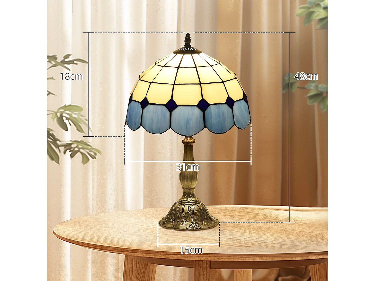 Candeeiro de Mesa Tiffany Artesanal Azul para Decoração Elegante de Interiores