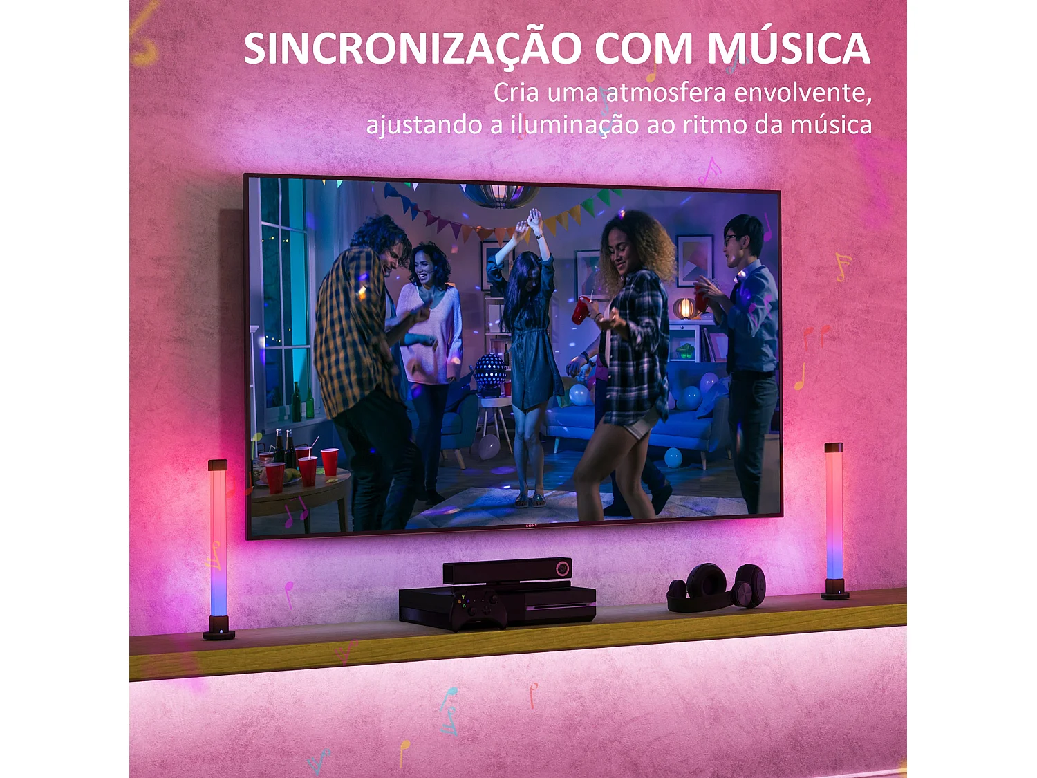 Pack de 2 lámparas Flow Homcom luz LED Bluetooth blanco 32,5x6x6 cm