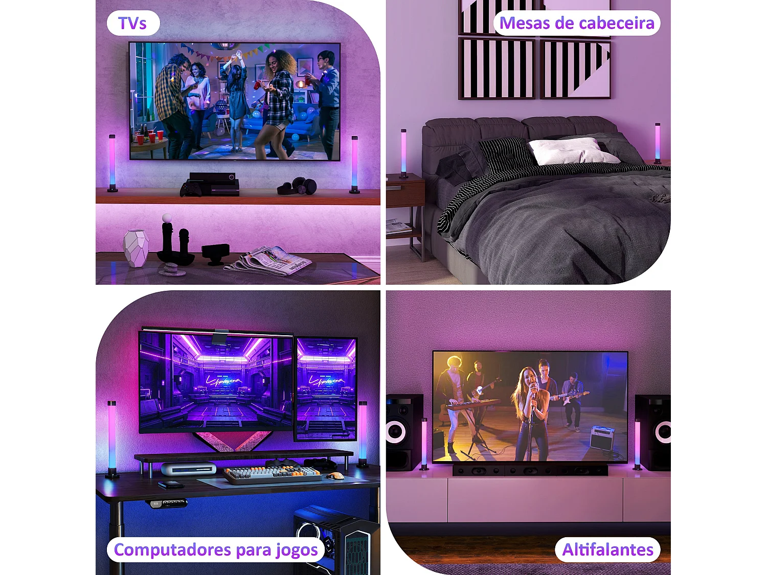 Pack de 2 lámparas Flow Homcom luz LED Bluetooth blanco 32,5x6x6 cm