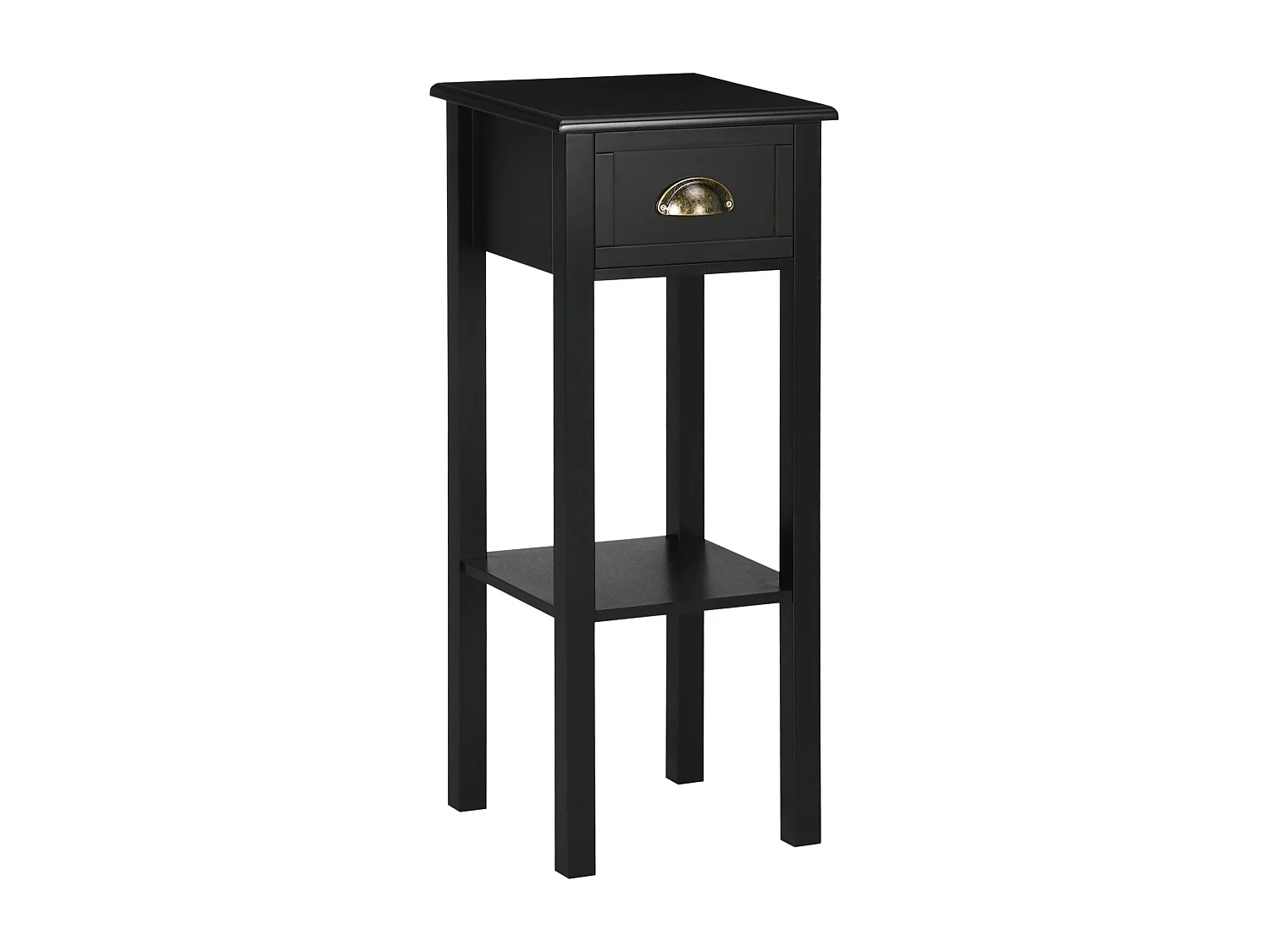 Mesa auxiliar Ronneo Homcom con cajón y estante negro 75x30x30 cm