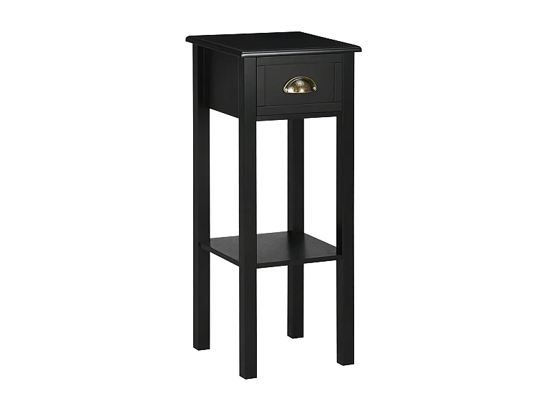 Mesa auxiliar Ronneo Homcom con cajón y estante negro 75x30x30 cm