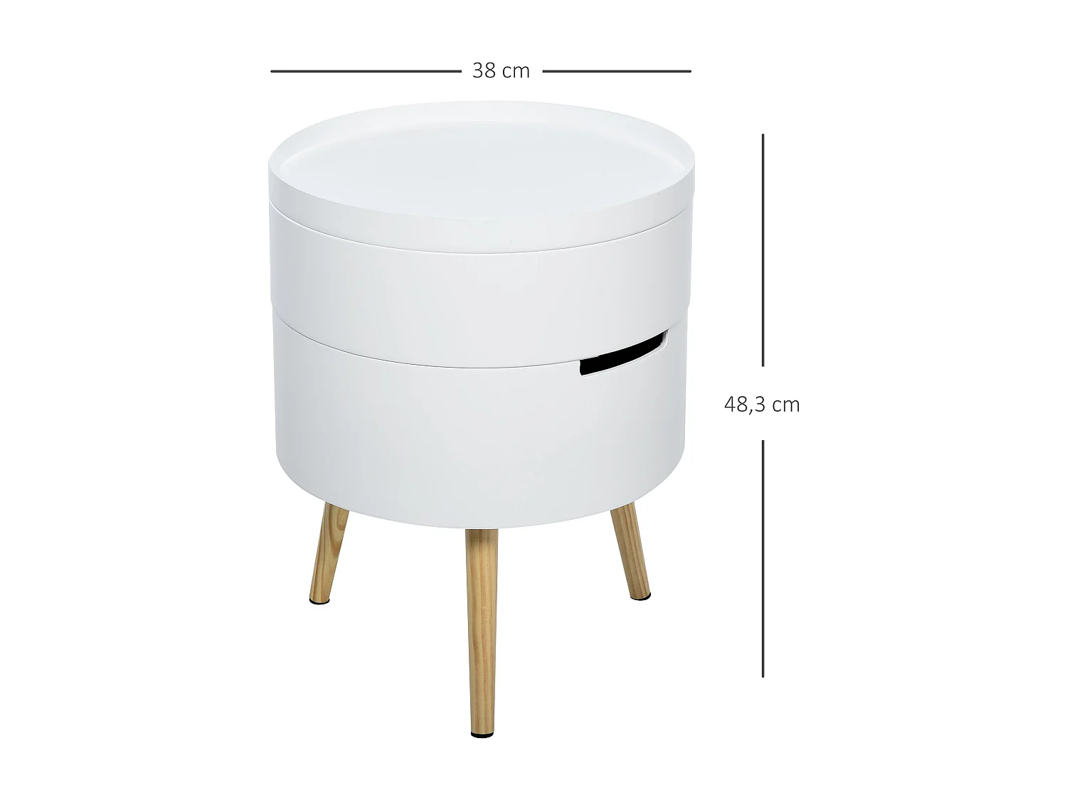 Mesa auxiliar Ritual Homcom 2 compartimentos blanco/natural Ø38x48 cm