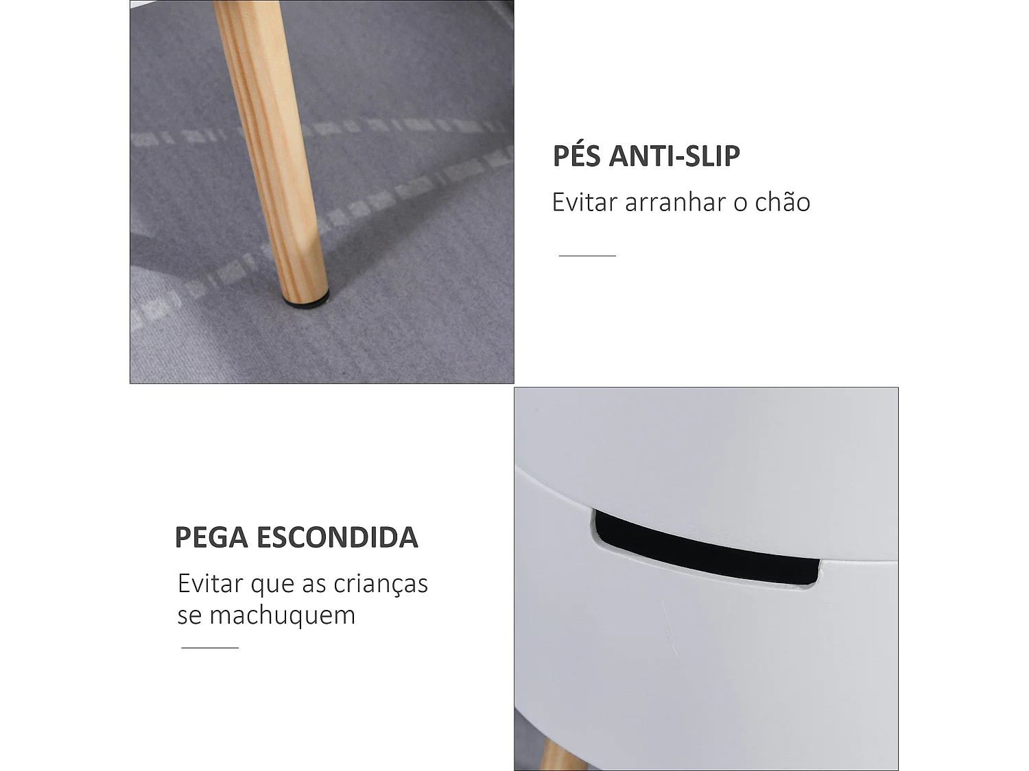 Mesa auxiliar Ritual Homcom 2 compartimentos blanco/natural Ø38x48 cm