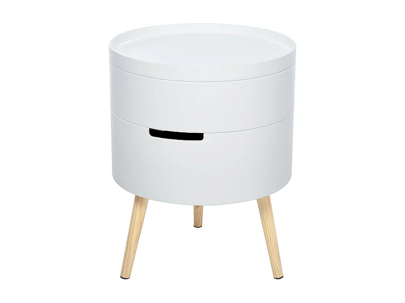 Mesa Auxiliar Moderna de 3 Níveis com Design Funcional e Estilo Elegante em Branco e Madeira