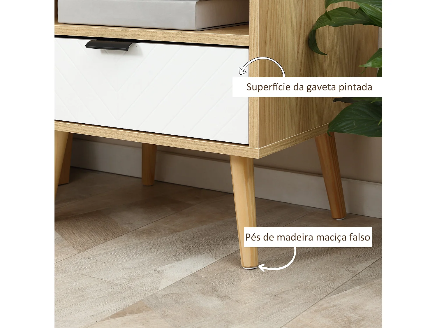 Mesa de Cabeceira Moderna com 1 Gaveta e Prateleira Aberta – Ideal para Quarto e Escritório