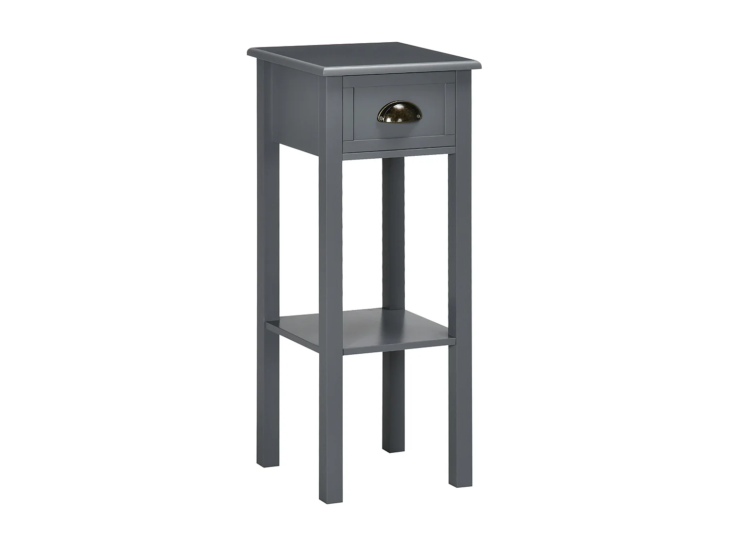 Mesa auxiliar Ronneo Homcom con cajón y estante gris 75x30x30 cm