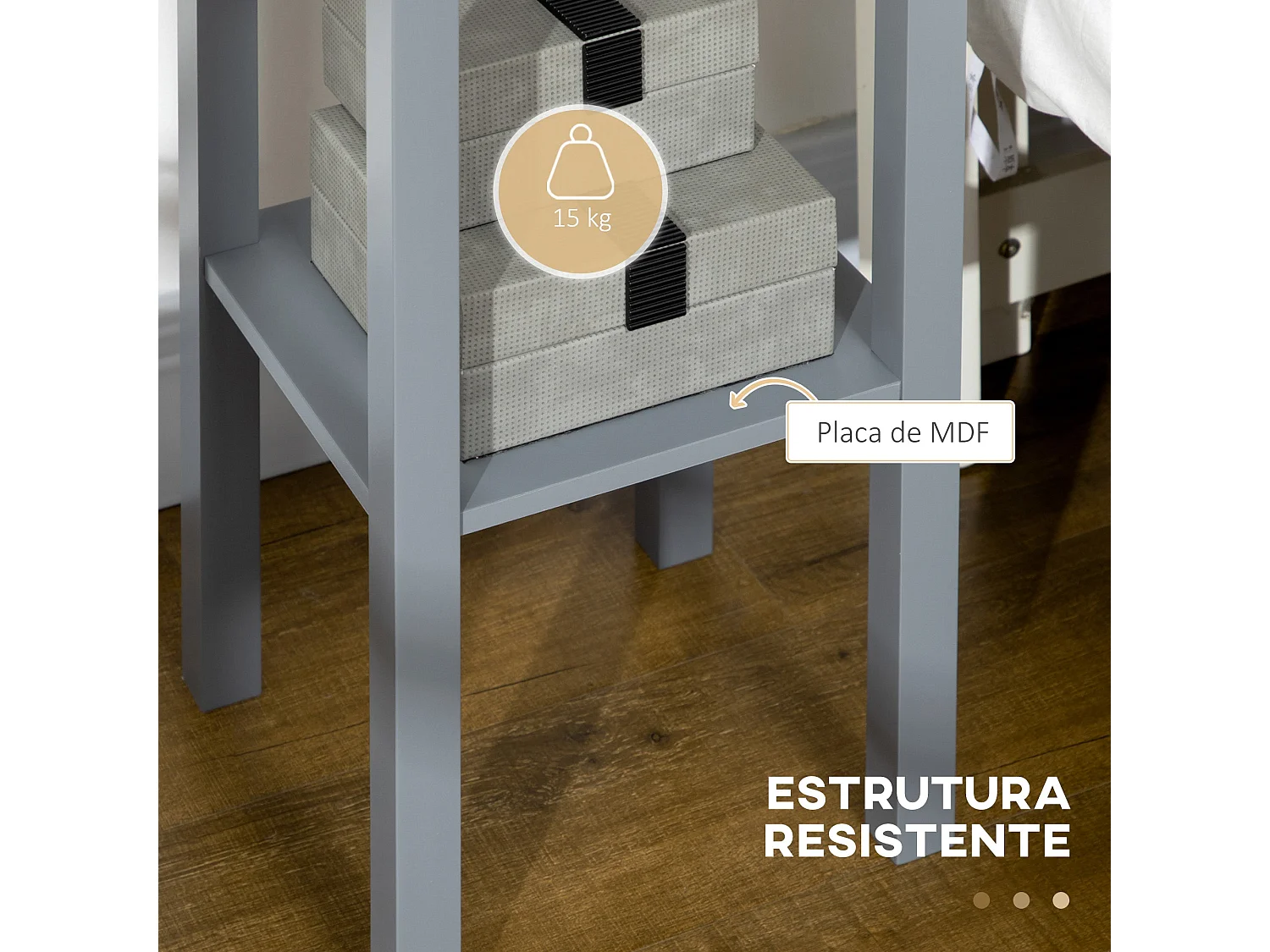 Mesa auxiliar Ronneo Homcom con cajón y estante gris 75x30x30 cm