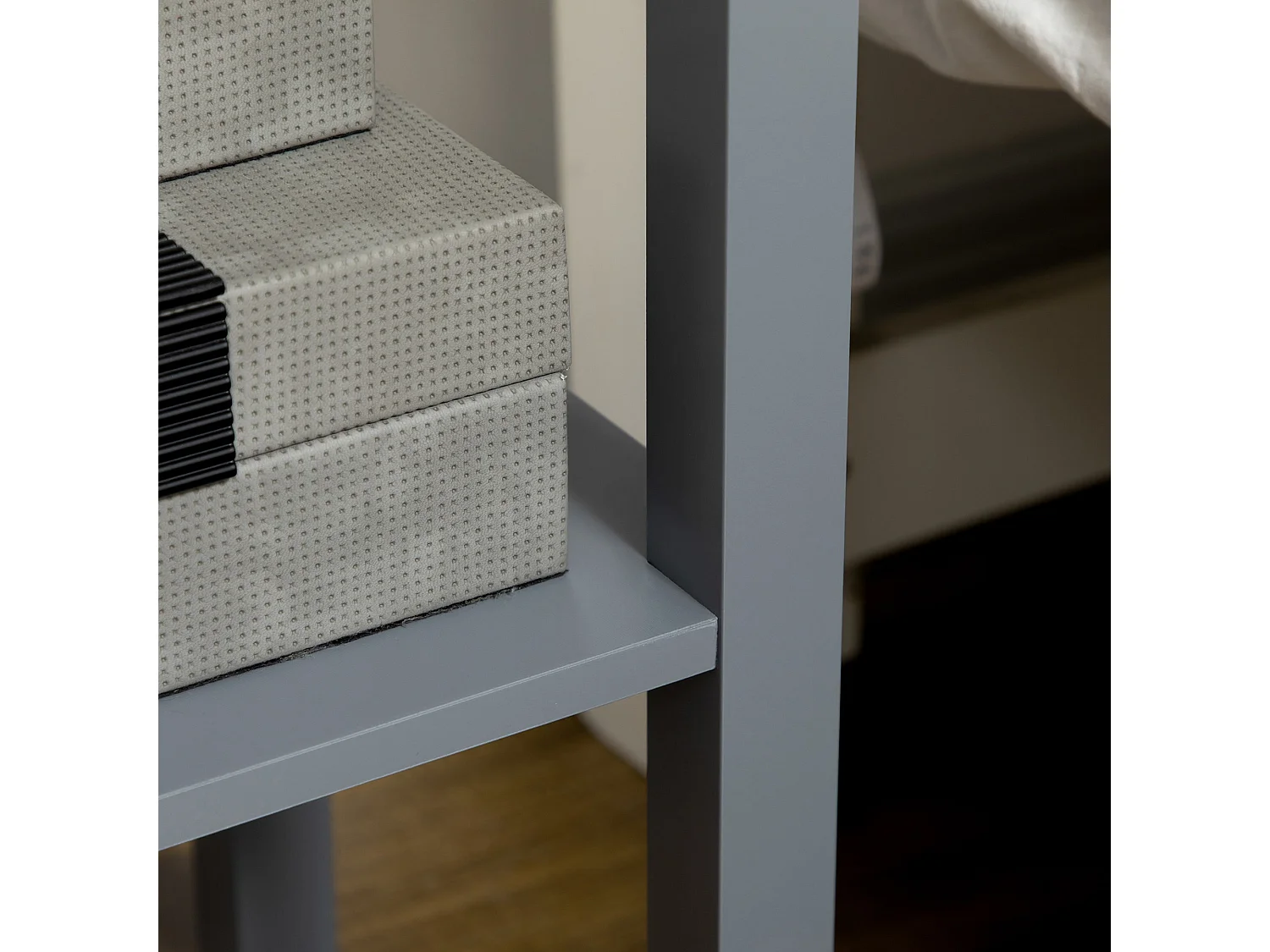 Mesa auxiliar Ronneo Homcom con cajón y estante gris 75x30x30 cm