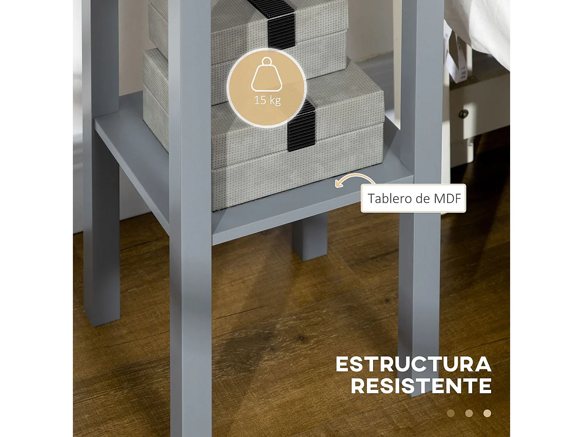 Mesa auxiliar Ronneo Homcom con cajón y estante gris 75x30x30 cm
