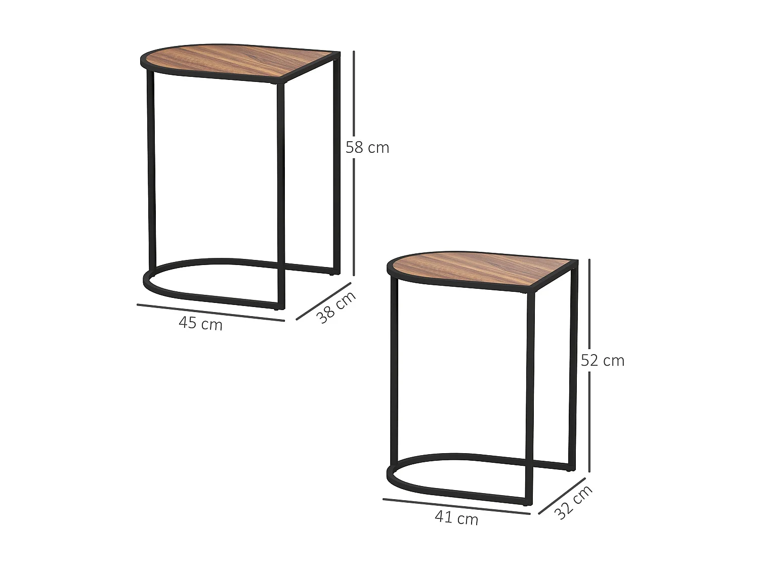 Set de 2 mesas auxiliares Castaño Homcom diseño fijo marrón oscuro