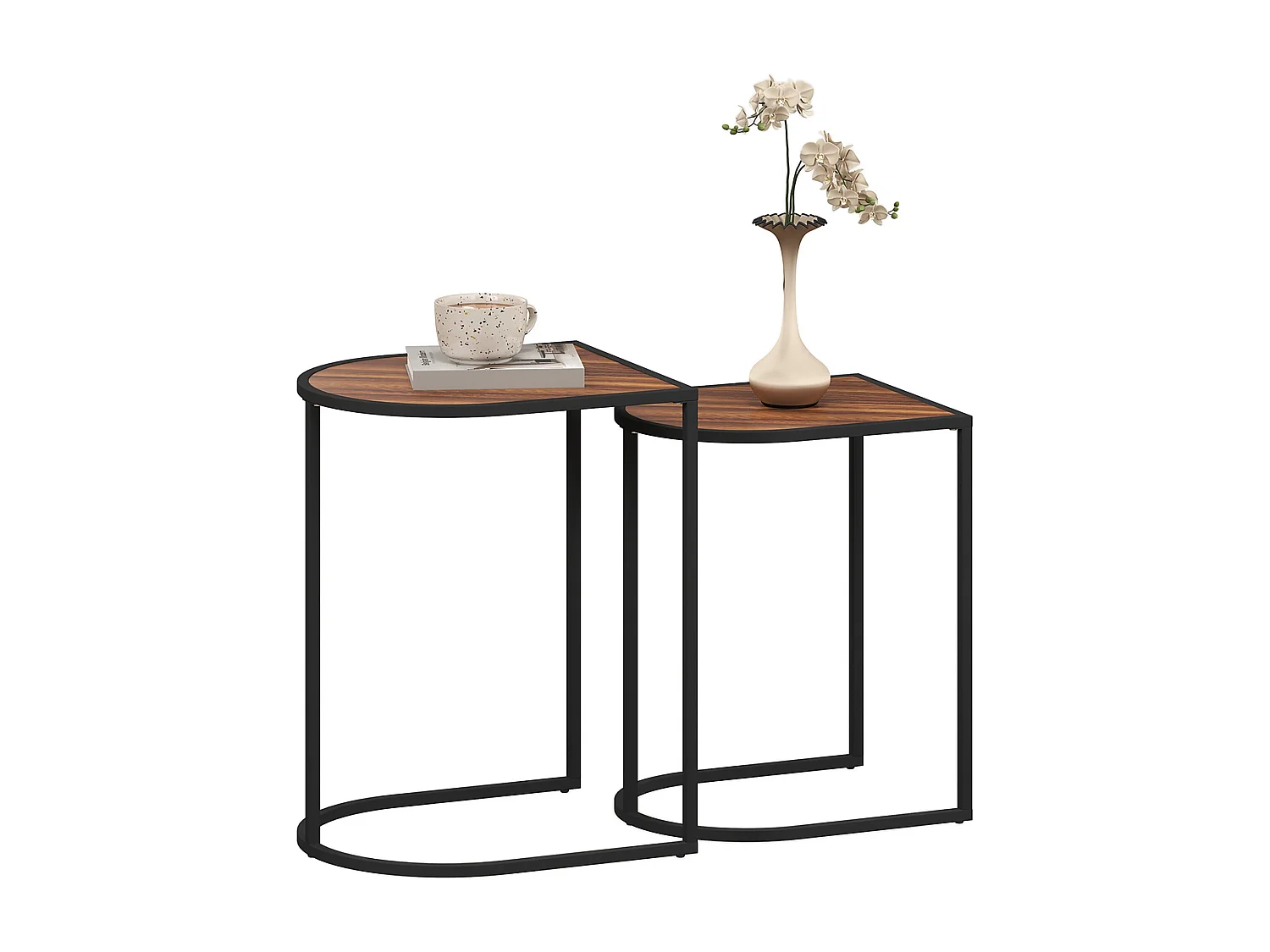 Set de 2 mesas auxiliares Castaño Homcom diseño fijo marrón oscuro