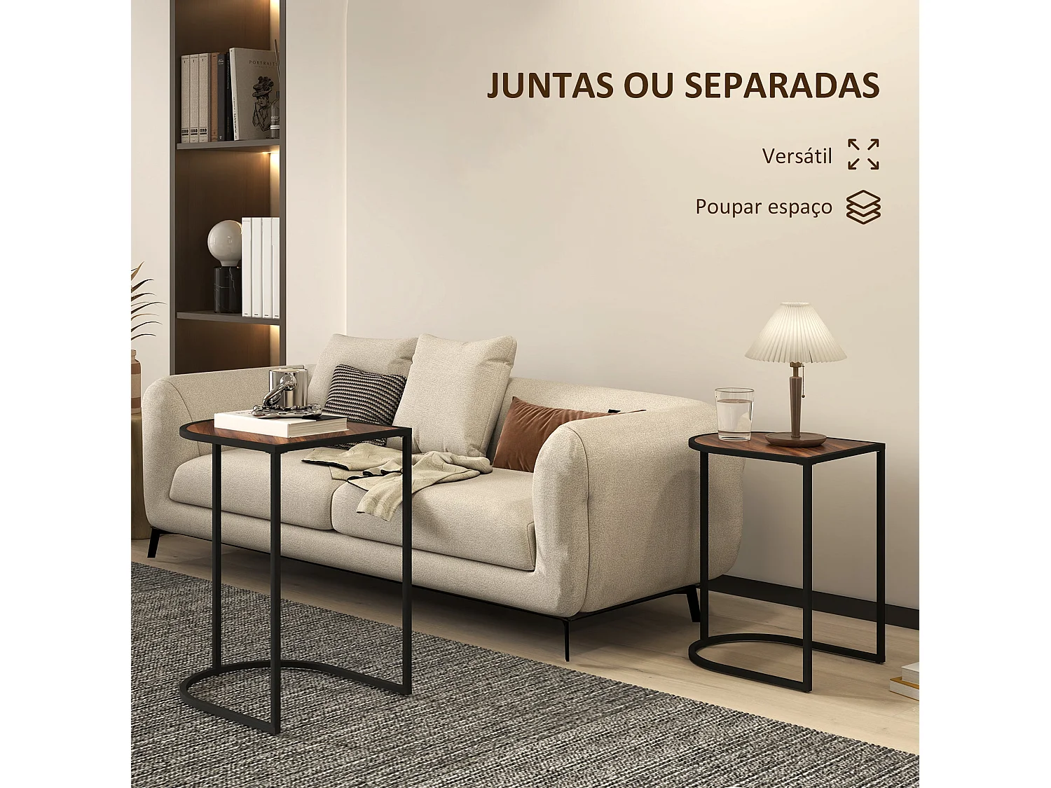 Set de 2 mesas auxiliares Castaño Homcom diseño fijo marrón oscuro