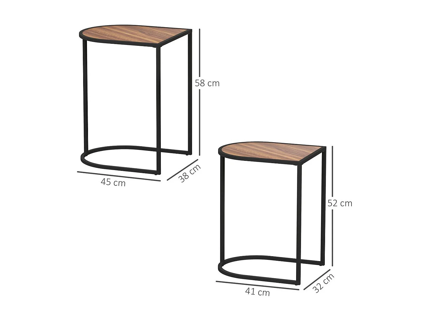 Set de 2 mesas auxiliares Castaño Homcom diseño fijo marrón oscuro