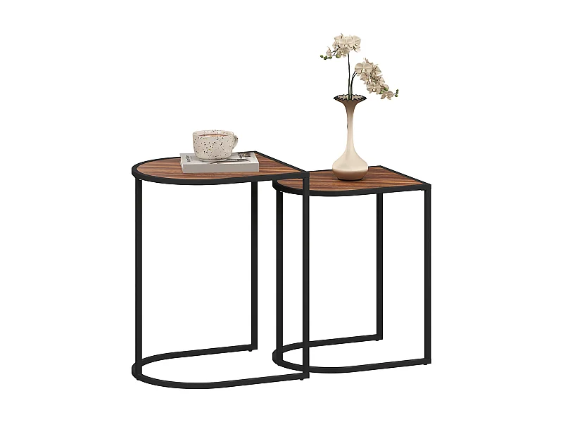 Set de 2 mesas auxiliares Castaño Homcom diseño fijo marrón oscuro